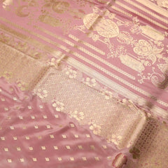 Makhmali Satin Woven Baby Pink Saree