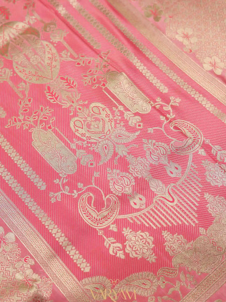 Makhmali Satin Woven Pink Saree