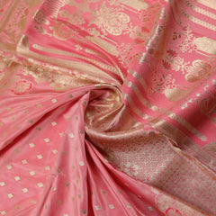 Makhmali Satin Woven Pink Saree