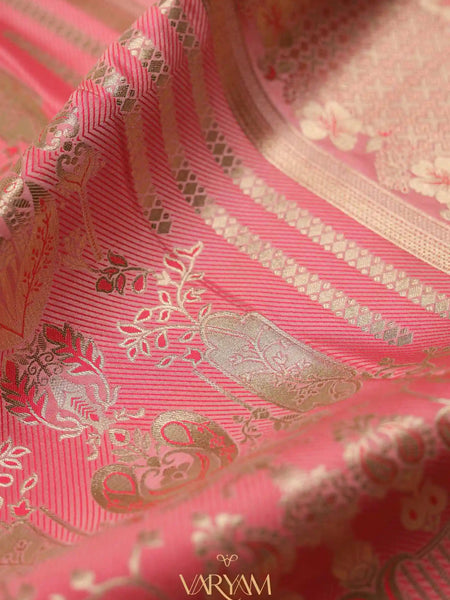 Makhmali Satin Woven Pink Saree