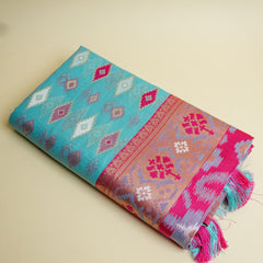 Monalisa Linen Blue Saree