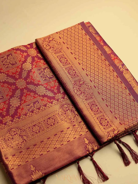 Amara Silk Maroon Purple Saree