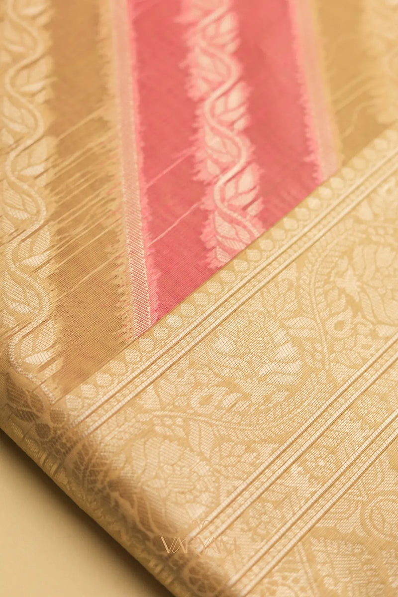 Kaaya Cotton Gold Pink Saree