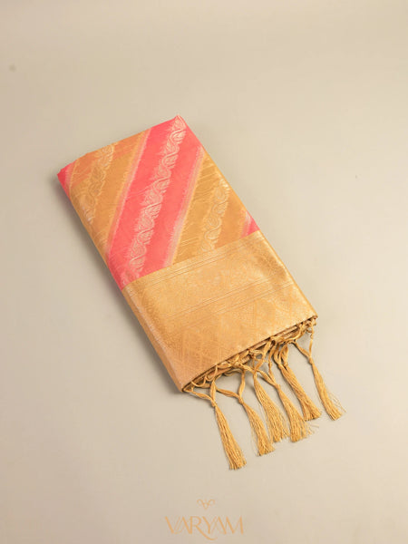 Kaaya Cotton Gold Pink Saree