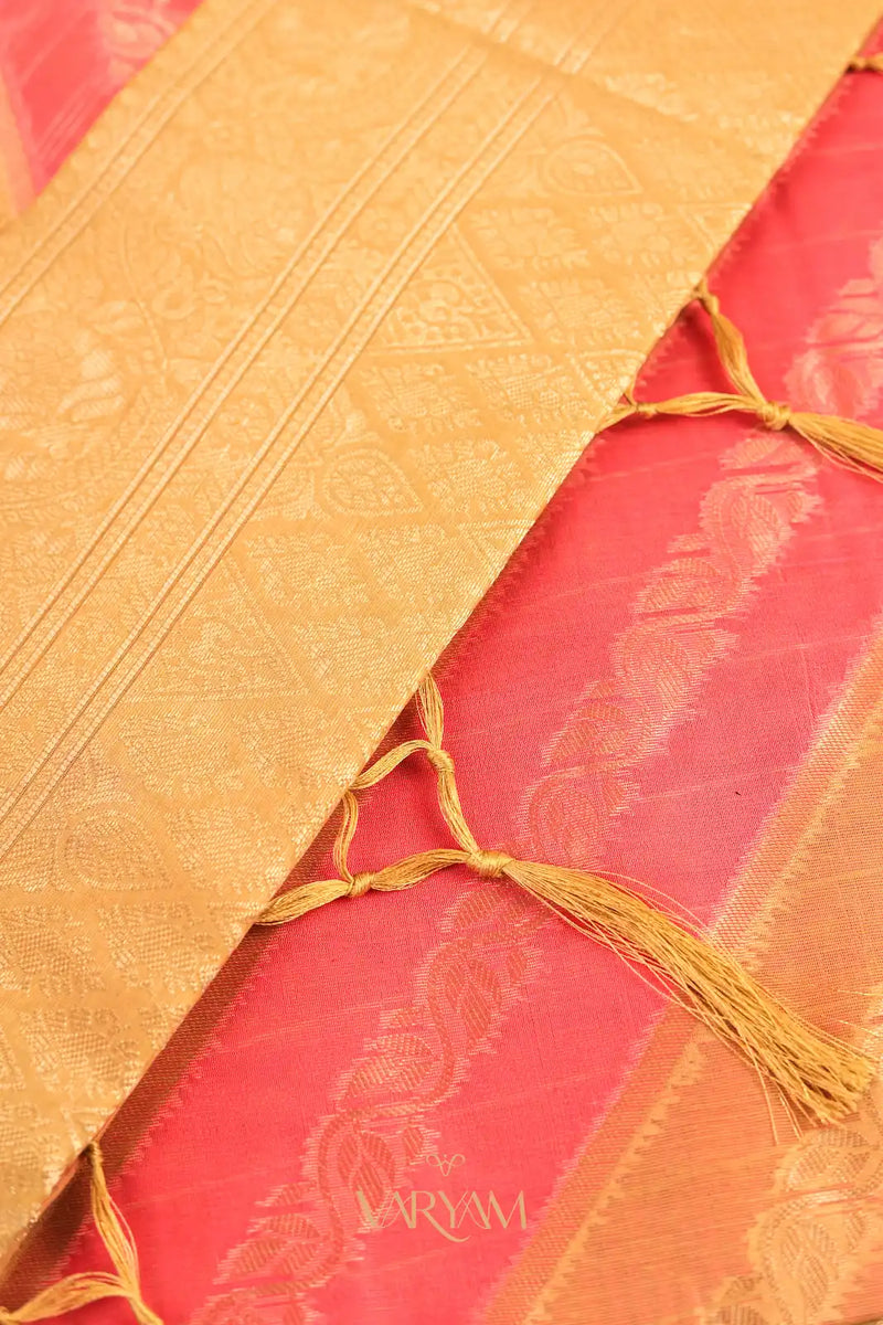 Kaaya Cotton Gold Pink Saree