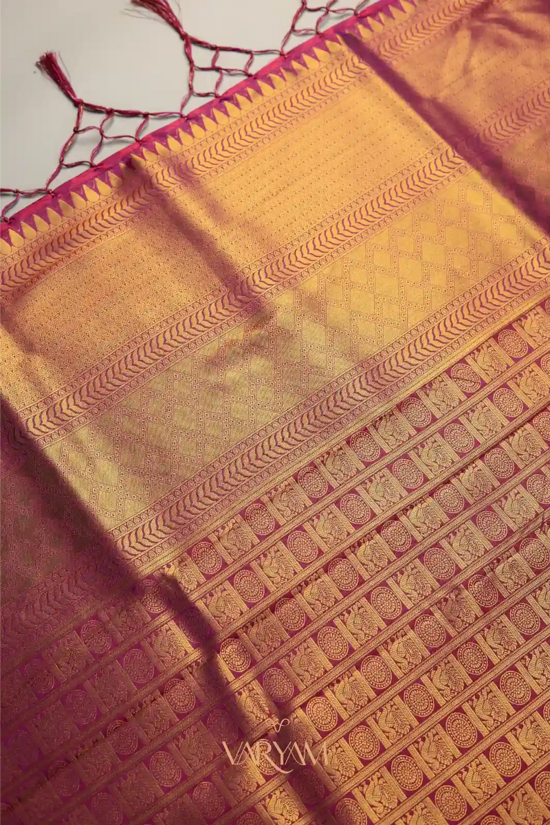 Swarna Silk Purple Gold Saree
