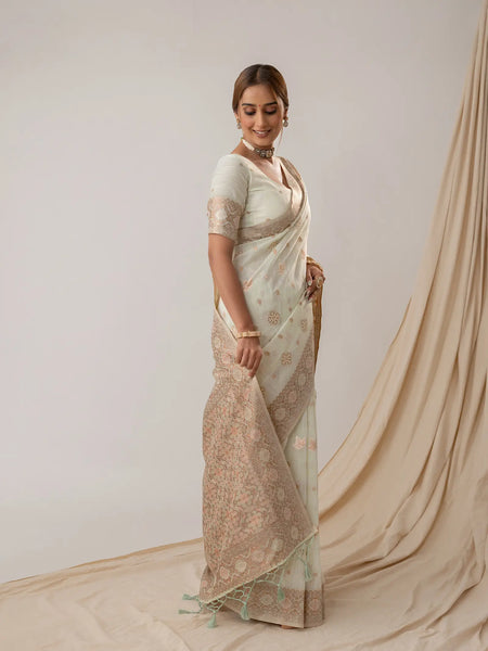Vasudha Pastel Green Saree