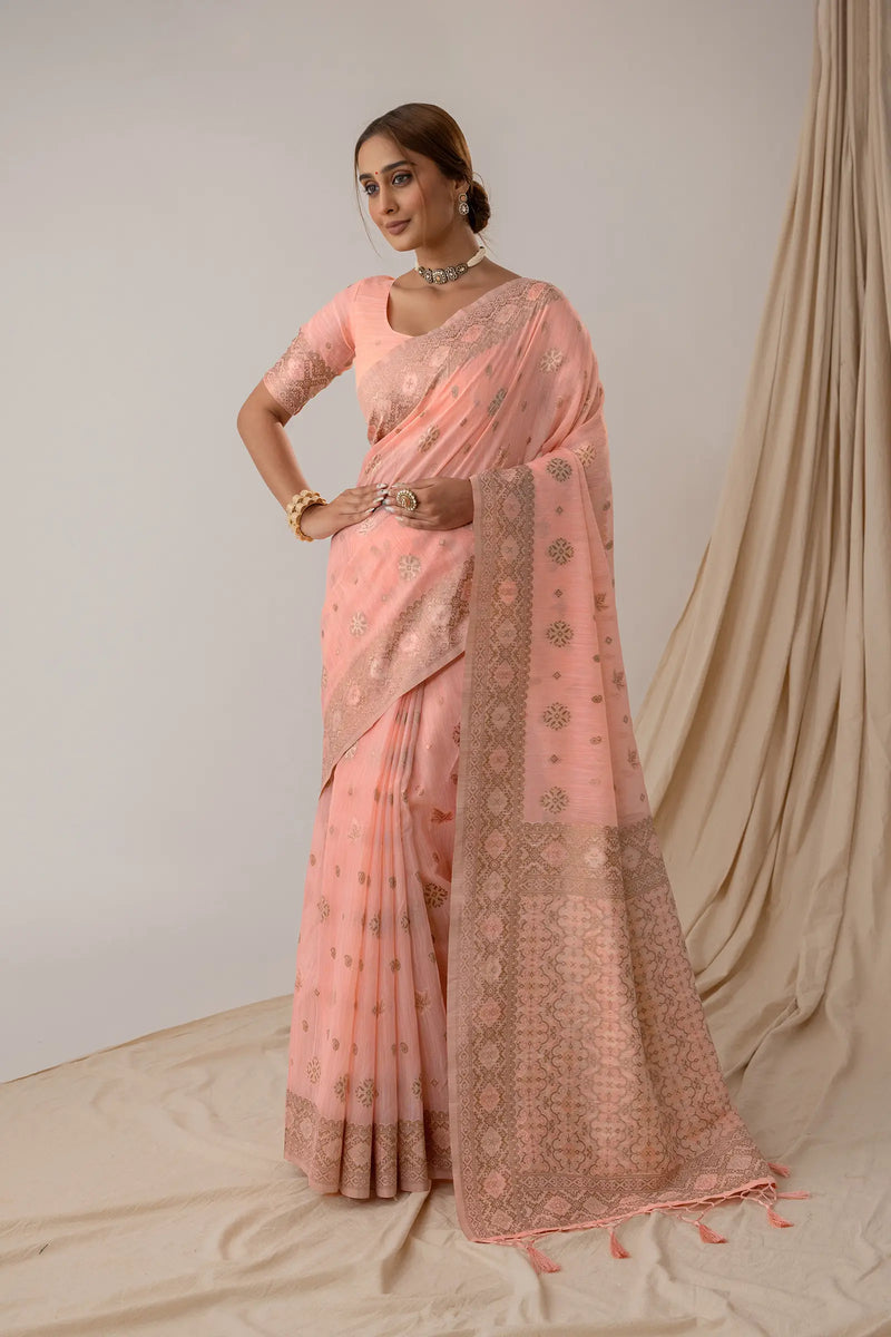 Vasudha Pastel Pink Saree