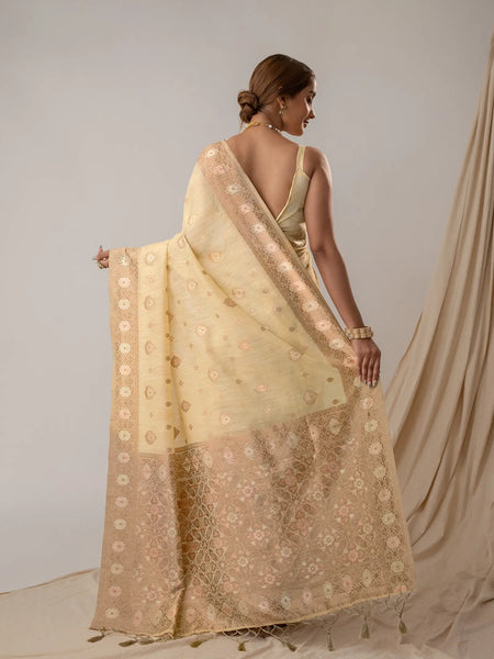 Chhaya Butter Yellow Saree