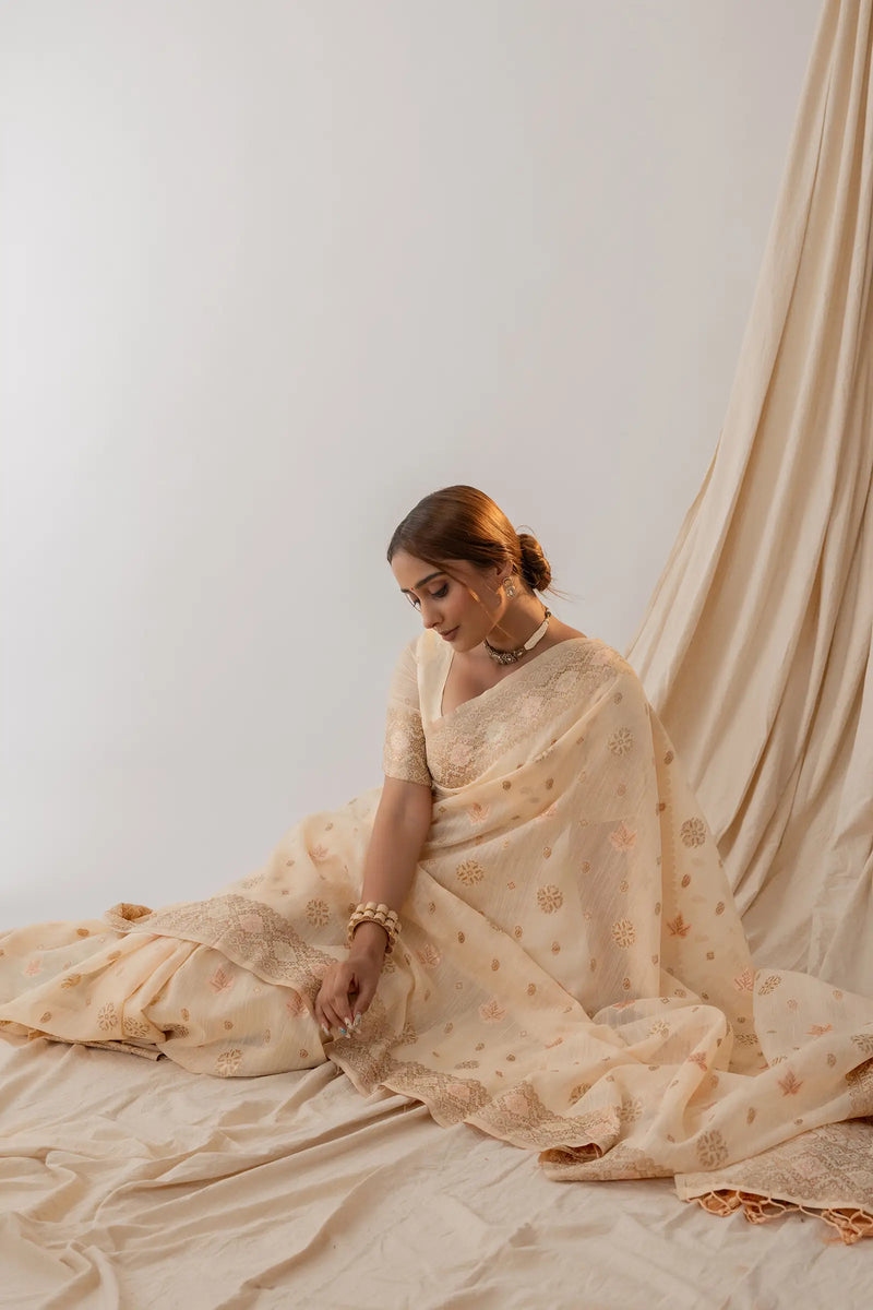 Vasudha Soft Beige Saree