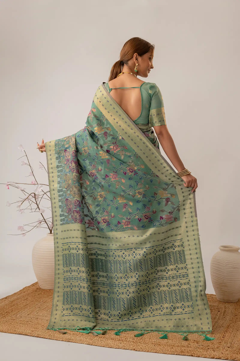 Radha Cotton Green Saree