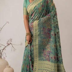 Radha Cotton Green Saree