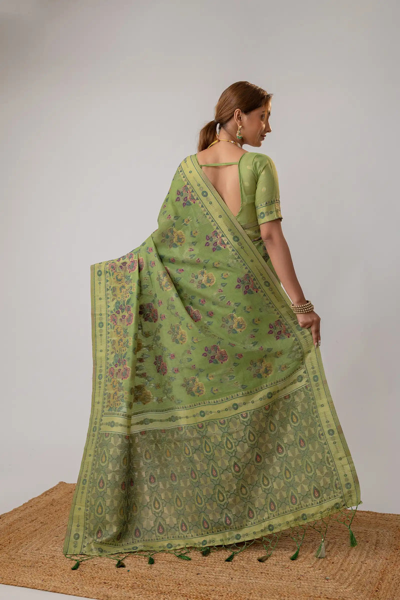 Mira Cotton Green Saree