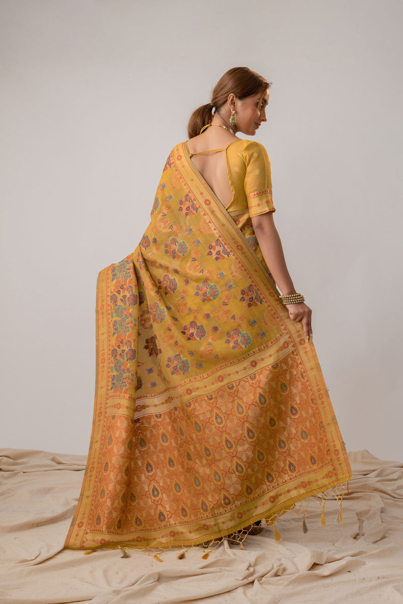 Mira Cotton Yellow Saree