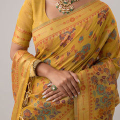 Mira Cotton Yellow Saree