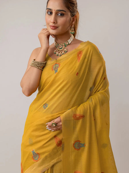 Kusum Yellow Saree
