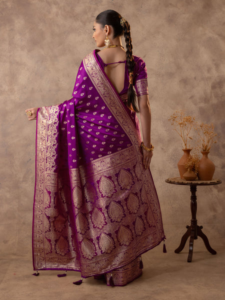 Meenakshi Purple Satin Saree