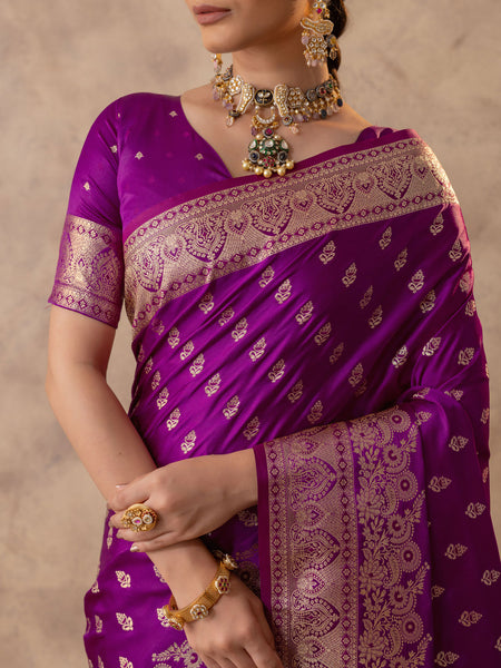 Meenakshi Purple Satin Saree