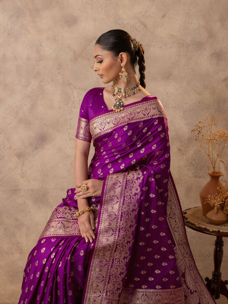 Meenakshi Purple Satin Saree
