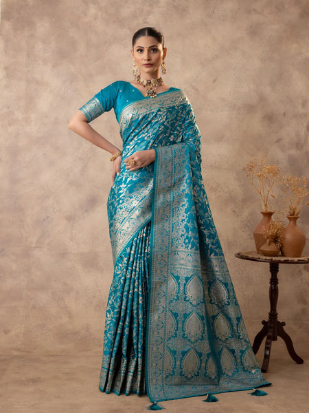 Rajsi Blue Satin Saree