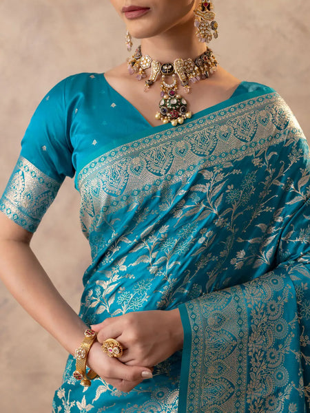 Rajsi Blue Satin Saree