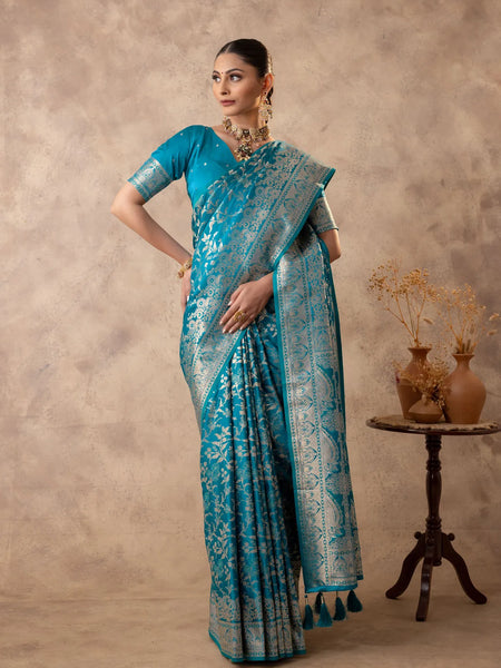 Rajsi Blue Satin Saree