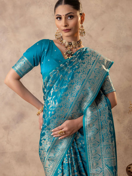 Rajsi Blue Satin Saree