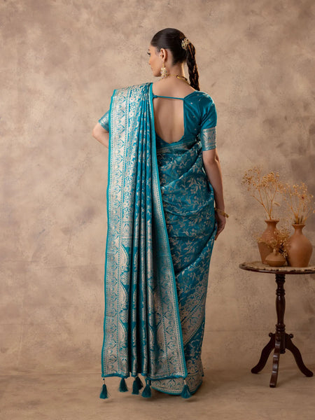 Rajsi Blue Satin Saree