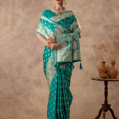 Meenakshi Green Satin Saree