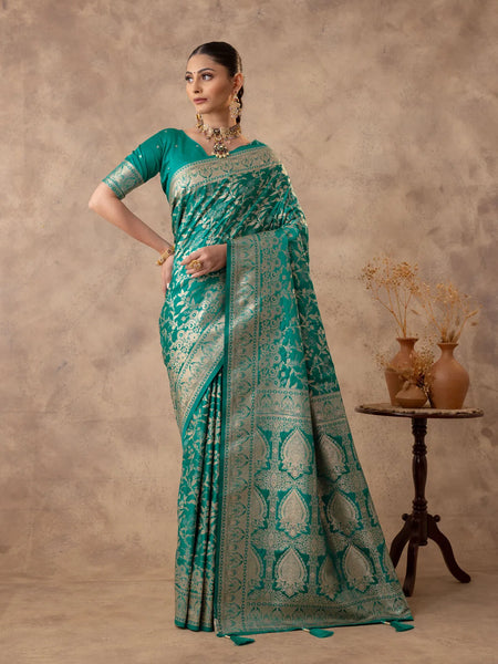 Rajsi Green Satin Saree