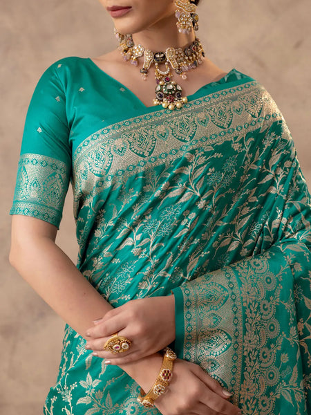 Rajsi Green Satin Saree