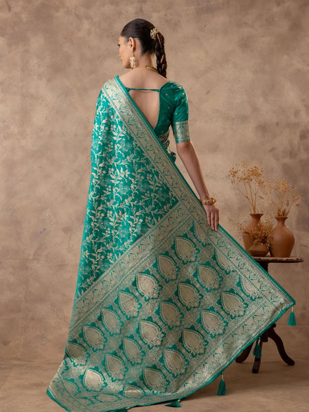 Rajsi Green Satin Saree