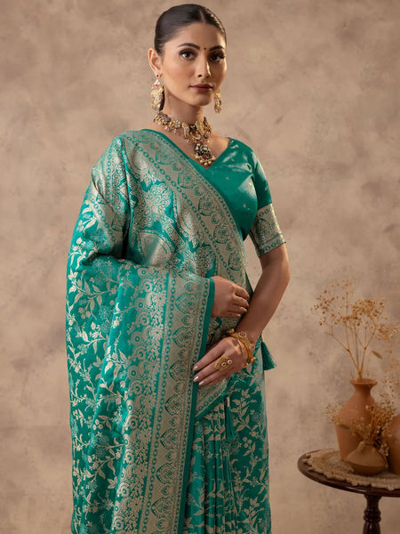 Rajsi Green Satin Saree