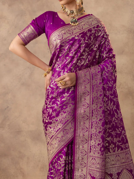 Rajsi Purple Satin Saree