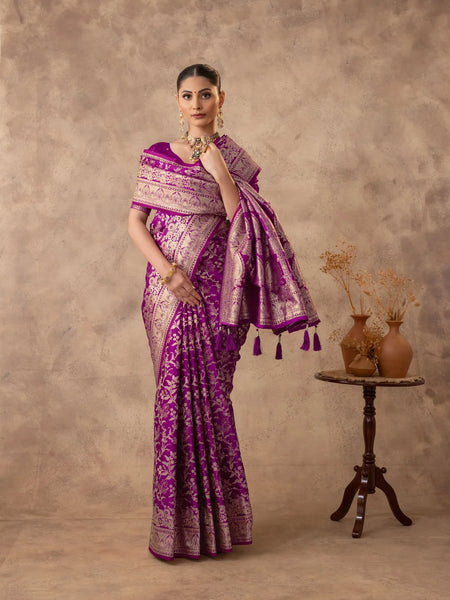 Rajsi Purple Satin Saree