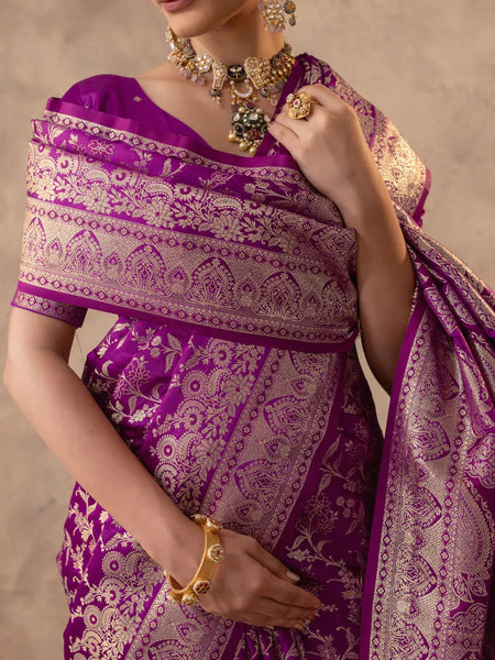 Rajsi Purple Satin Saree