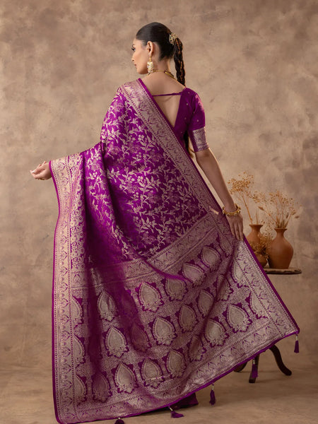 Rajsi Purple Satin Saree