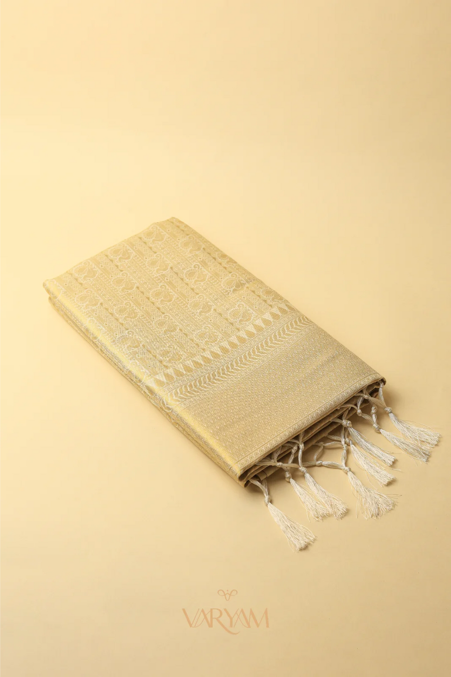 Swarna Silk Cream Gold Saree