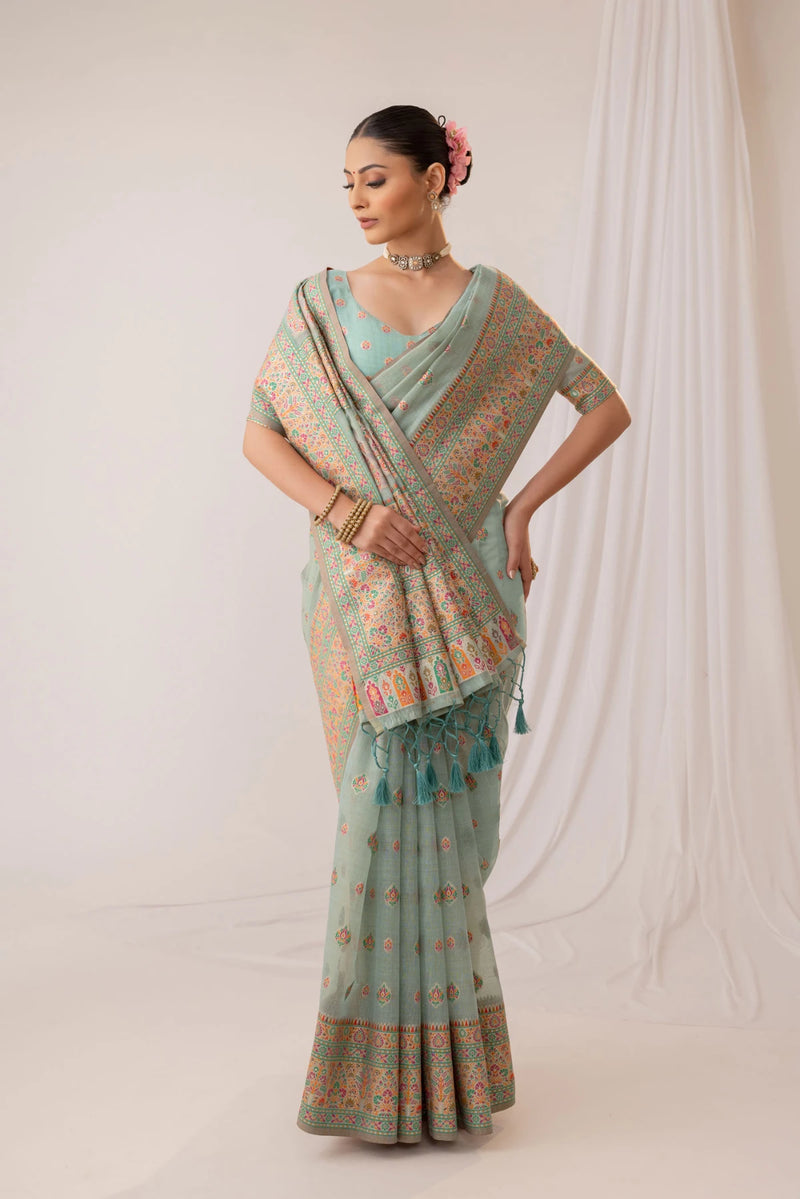 Saba Cotton Blue Saree