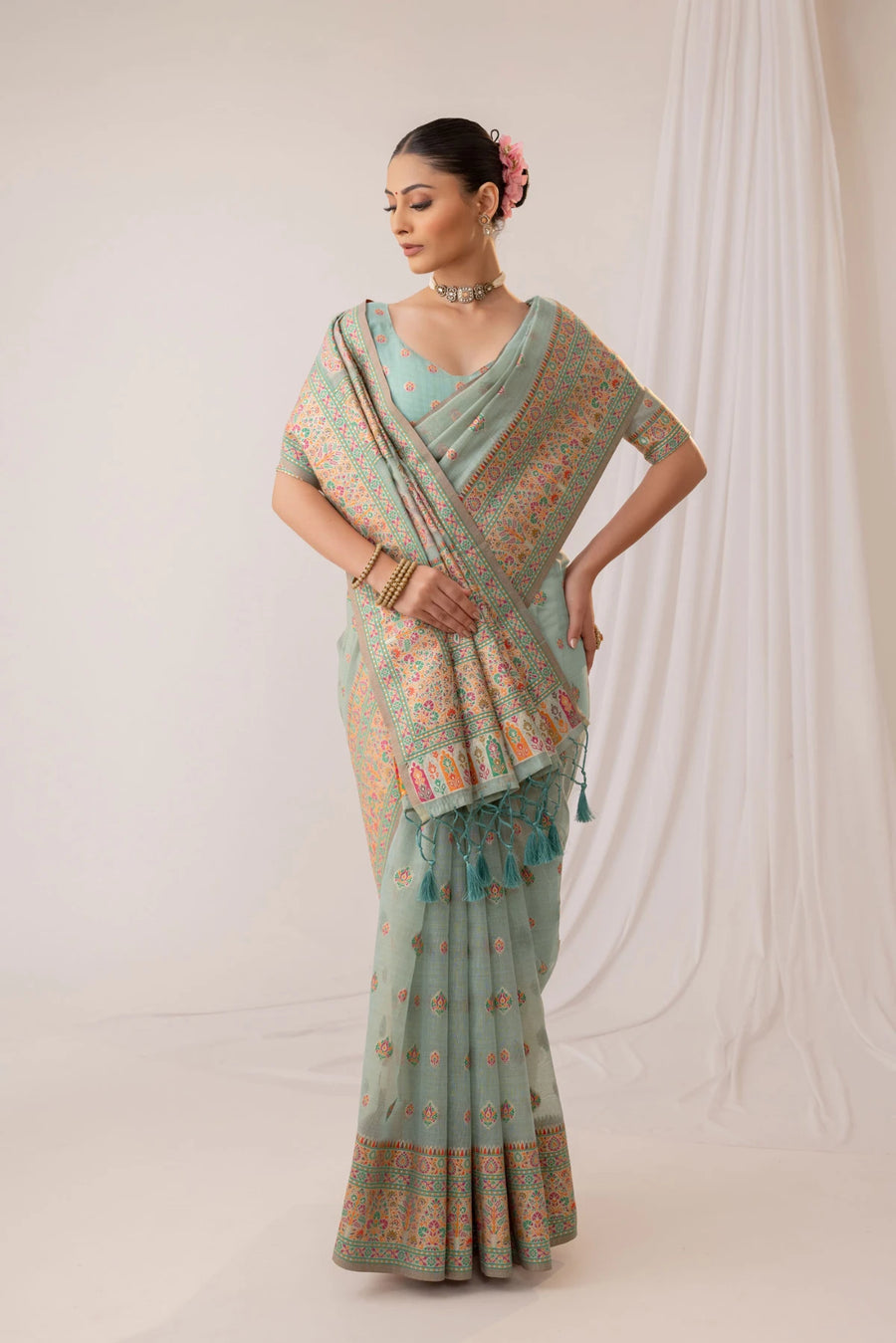 Saba Cotton Blue Saree
