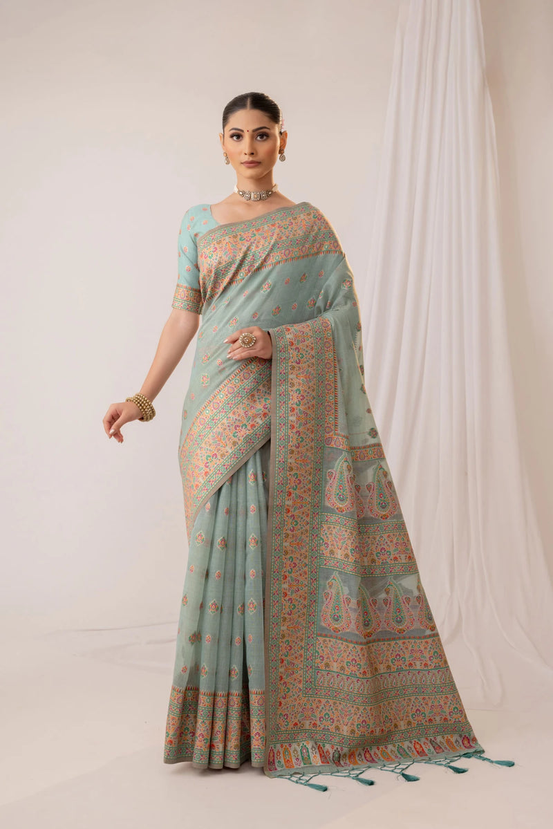Saba Cotton Blue Saree