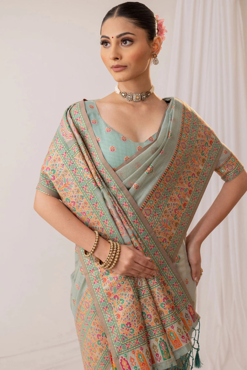 Saba Cotton Blue Saree