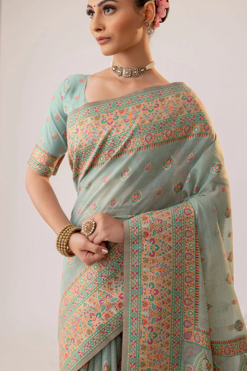 Saba Cotton Blue Saree