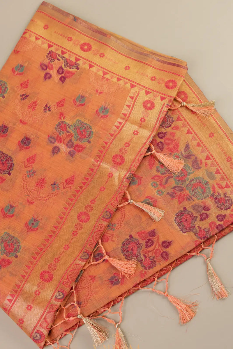Mira Cotton Peach Saree