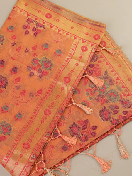Mira Cotton Peach Saree