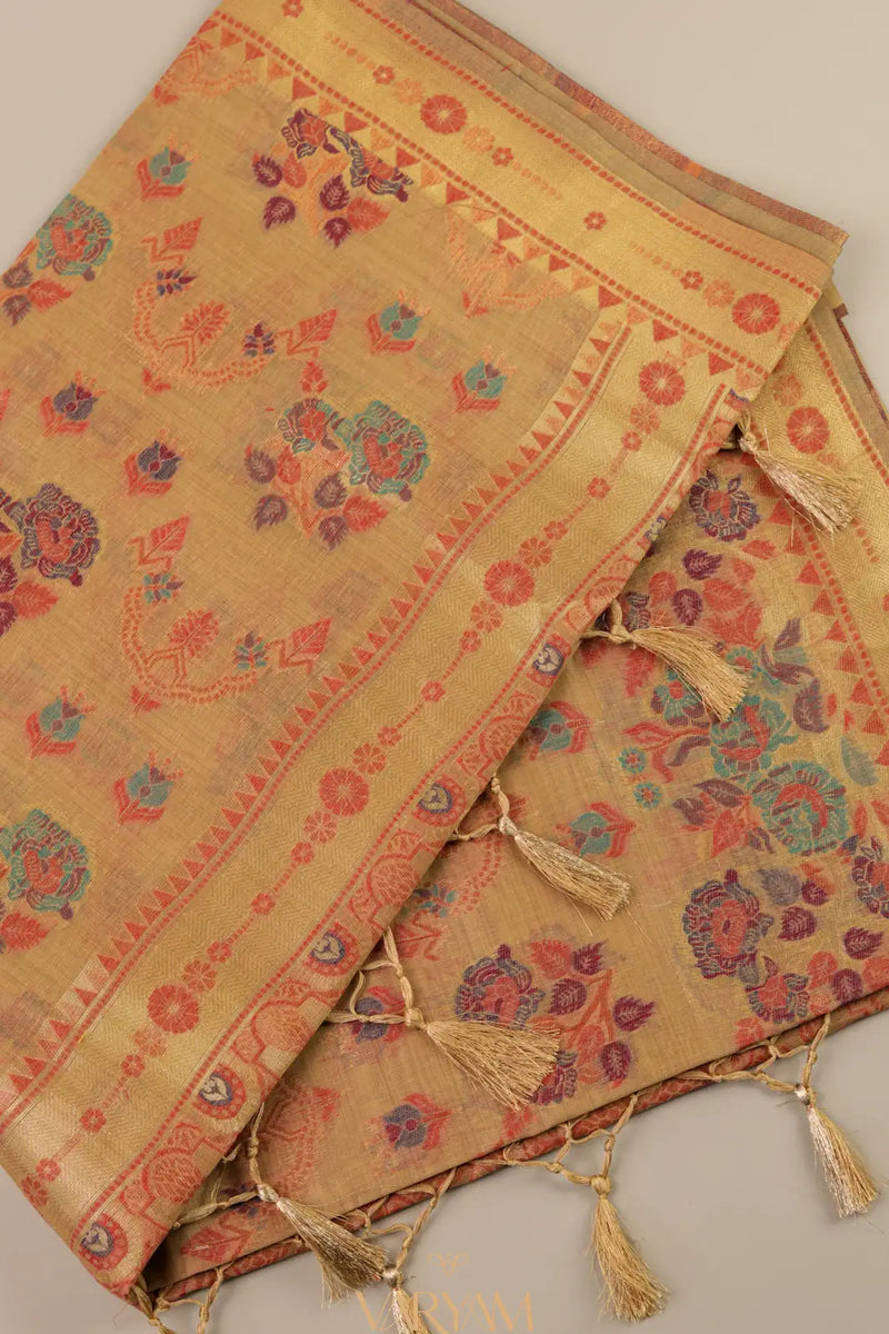 Mira Cotton Taupe Saree