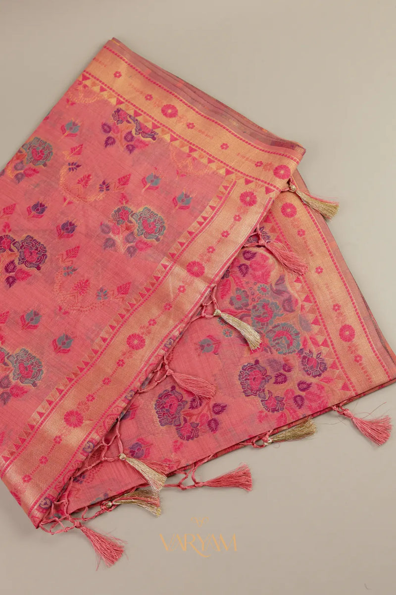 Mira Cotton Pink Saree