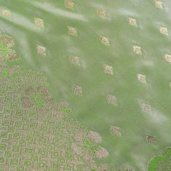 Makhmali Satin Woven Green Saree