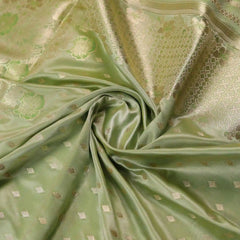 Makhmali Satin Woven Green Saree