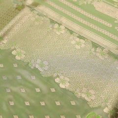 Makhmali Satin Woven Green Saree